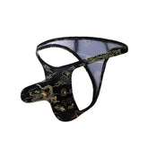 Golden Dragon Phoenix black Thong