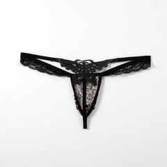 Low Waist Perspective Elastic Butterfly Thong