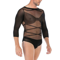 Patterned Long-Sleeve Jumpsuit Bodystocking