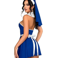 Sexy Nun Costume Set with Apron Dress and Headpiece