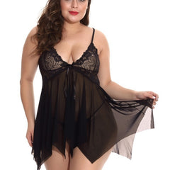 Romantic Sheer Lace Cup Babydoll Lingerie and Thong