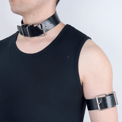 Faux Leather Collar Arm Ring Set
