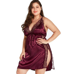 Silky Satin and Lace Trim Chemise Nightdress