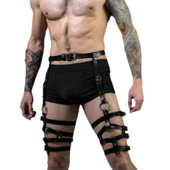 Punk Style Belt-Integrated Leather Pants