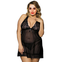 Lace Halter Babydoll Nightgown for Romantic Comfort