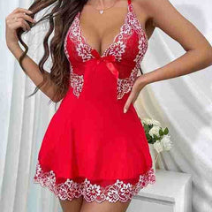 Luxe Contrast Lace Babydoll with Floral Embroidery Trim