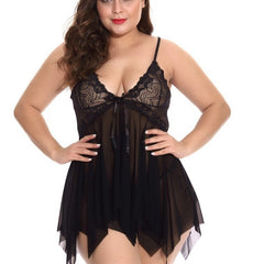 Romantic Sheer Lace Cup Babydoll Lingerie and Thong