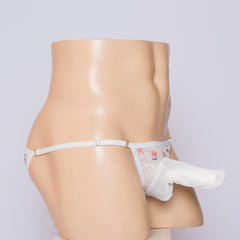 Lace Mesh See-Through Small Flowers Jock Strap Thong