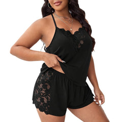 Lace Trim Cami and Shorts Pajama Set