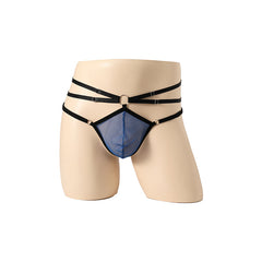 Black Yarn Perspective Elastic Thong