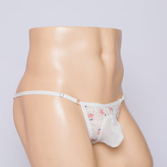 Lace Mesh See-Through Small Flowers Jock Strap Thong