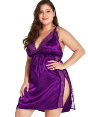 Silky Satin and Lace Trim Chemise Nightdress
