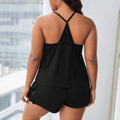 Lace Trim Cami and Shorts Pajama Set
