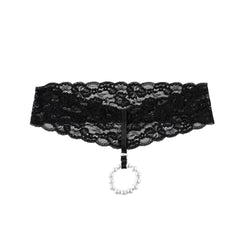 Pearl ring black lace wide waist brief