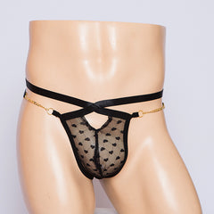 Leopard Print Suspender Mesh Perspective Panties