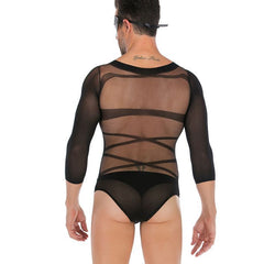 Patterned Long-Sleeve Jumpsuit Bodystocking