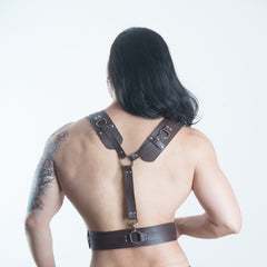 Men's Leather Binding Restraint Belt
