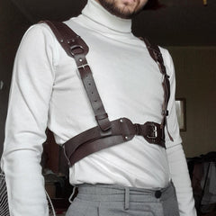 Men's Leather Binding Restraint Belt