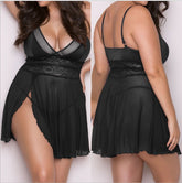 Charming Plus Size Mesh Babydoll Lingerie with Side Slit