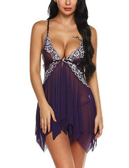 Midnight Charm Flowy Mesh Babydoll Lingerie