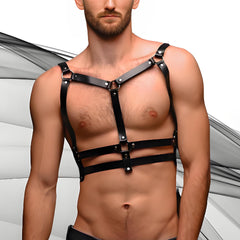 Black Leather Body Restraint Straps