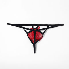 Cute Red Hollow Low Rise Thong