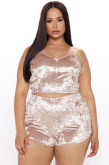 Plush Velvet Camisole and Shorts Sleepwear Set for Lounging
