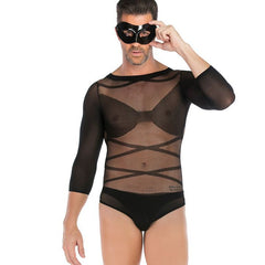 Patterned Long-Sleeve Jumpsuit Bodystocking