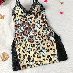 Chic Leopard Print Slip Dress For Lounge Nights