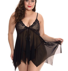 Romantic Sheer Lace Cup Babydoll Lingerie and Thong