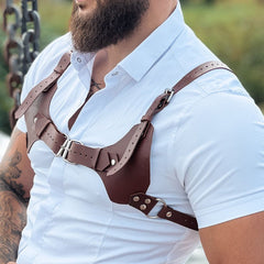 Hip Hop Punk Leather Bondage Vest