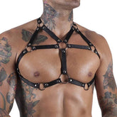 Hip Hop Punk Leather Bondage Vest