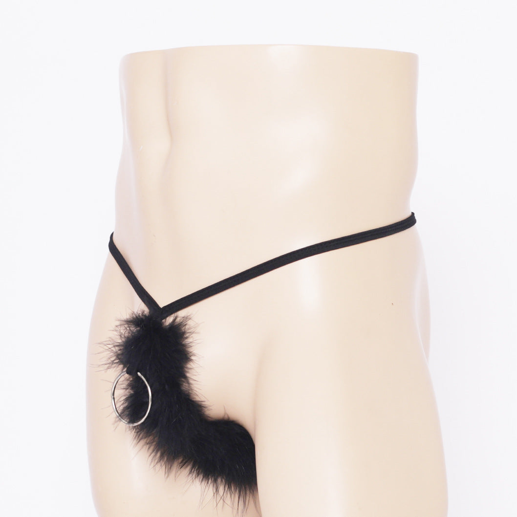 Pink Cute Iron Ring Fluff T-Shaped Panties