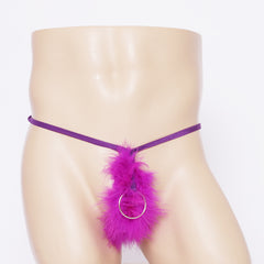 Pink Cute Iron Ring Fluff T-Shaped Panties