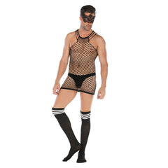 Striped Lace Mask & Nightdress Set
