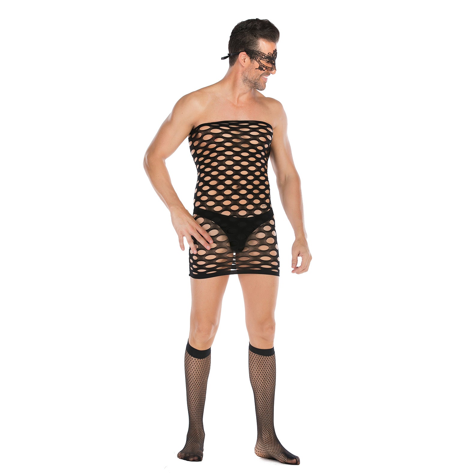 Vest-Style Hollow Mesh Full Body Jumpsuit
