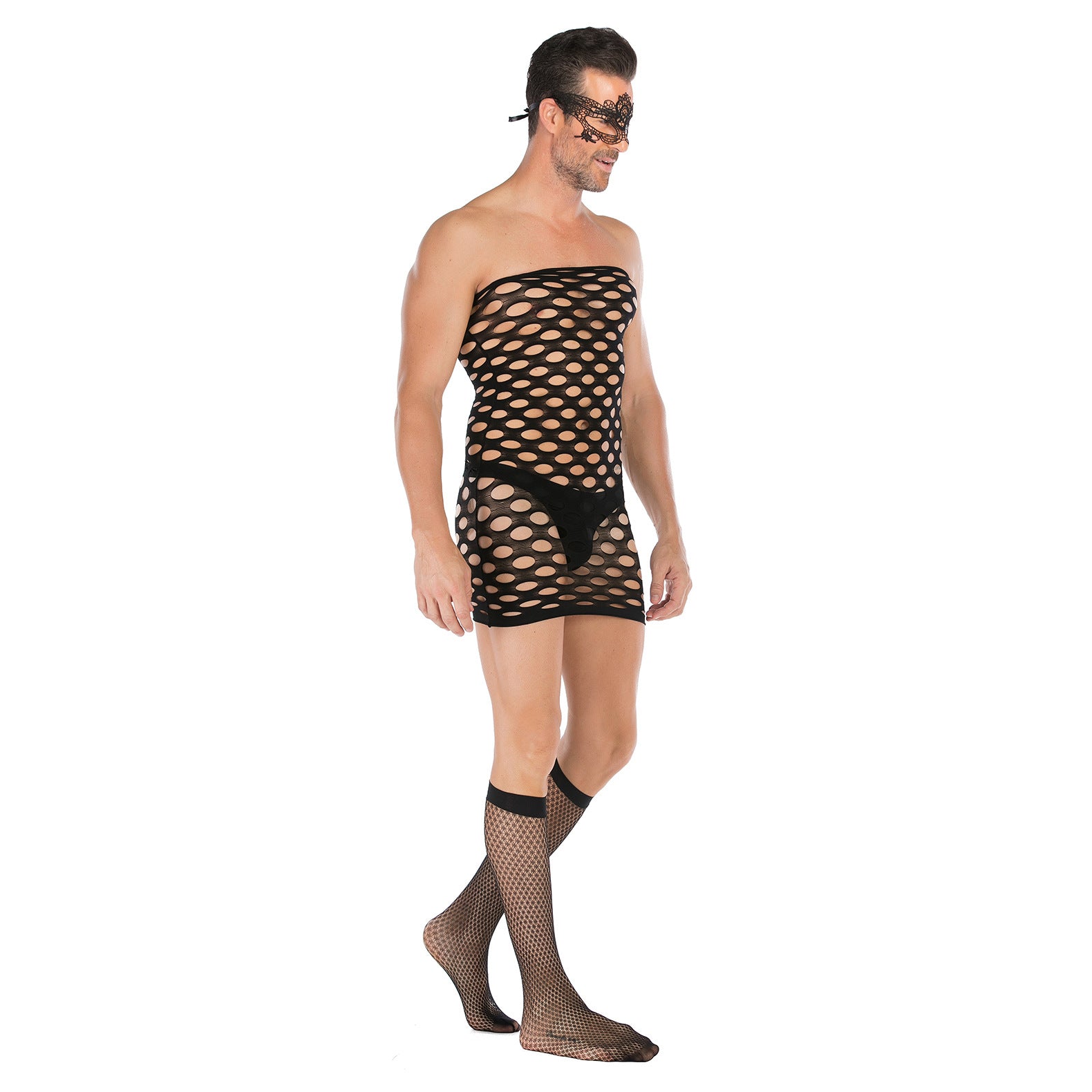 Vest-Style Hollow Mesh Full Body Jumpsuit