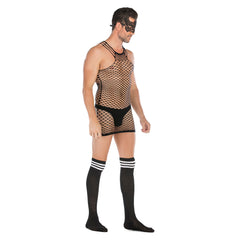 Striped Lace Mask & Nightdress Set