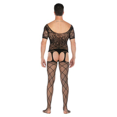Open-Sleeve High-Stretch Jacquard Jumpsuit