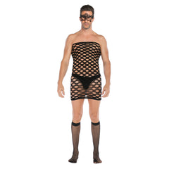 Vest-Style Hollow Mesh Full Body Jumpsuit
