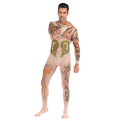 Tattoo Totem Long-Sleeve Open-Front Bodystocking