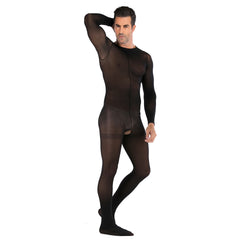 Long-Sleeve Nightclub Open-Front Stockings Set