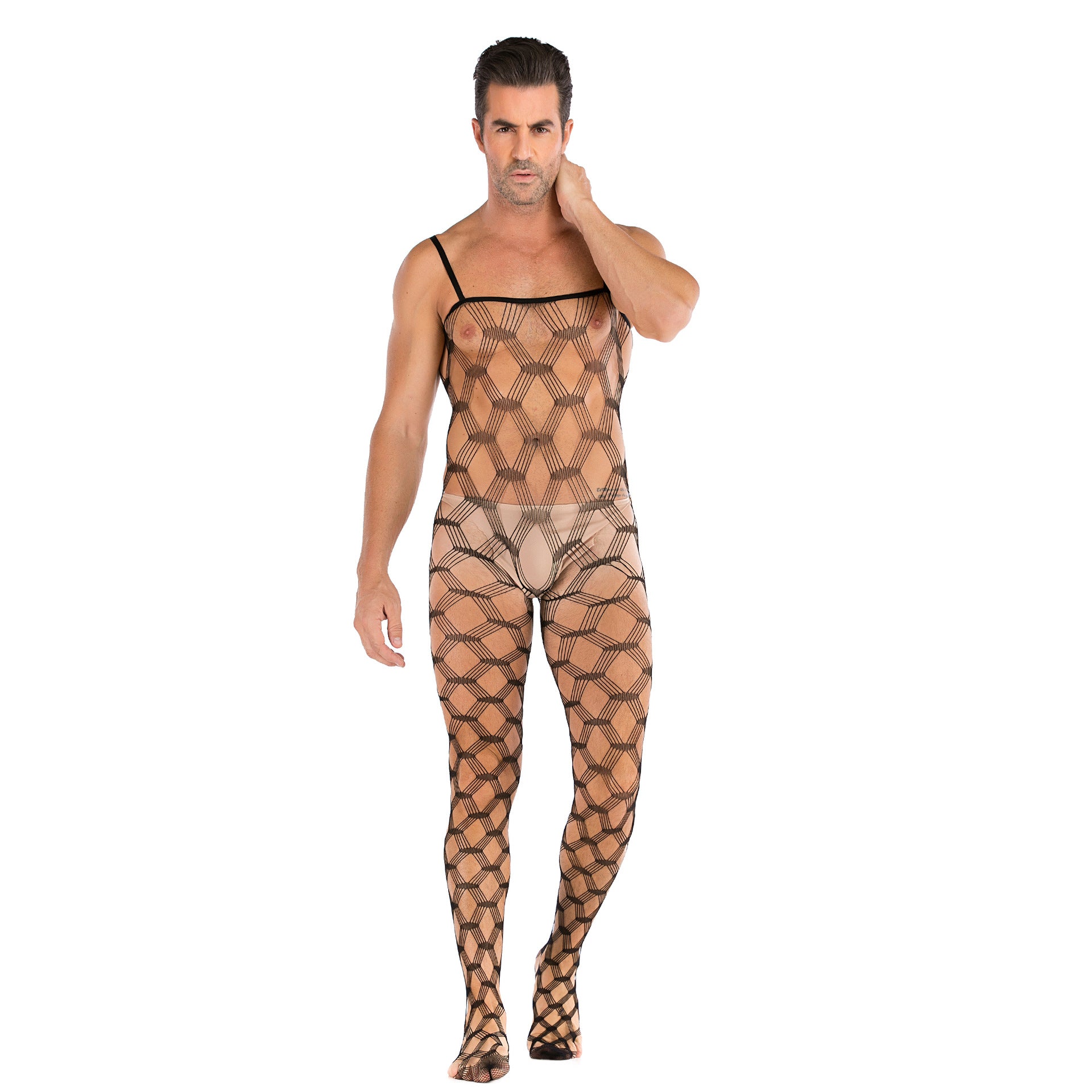 Sleeveless Open Front Full Body Mesh Pajamas