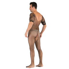 Long-Sleeve Crystal-Diamond Sheer Bodystocking