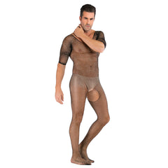 Long-Sleeve Crystal-Diamond Sheer Bodystocking