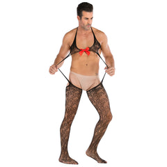 Nightclub Bow Accent High-Slit Mesh Pajamas