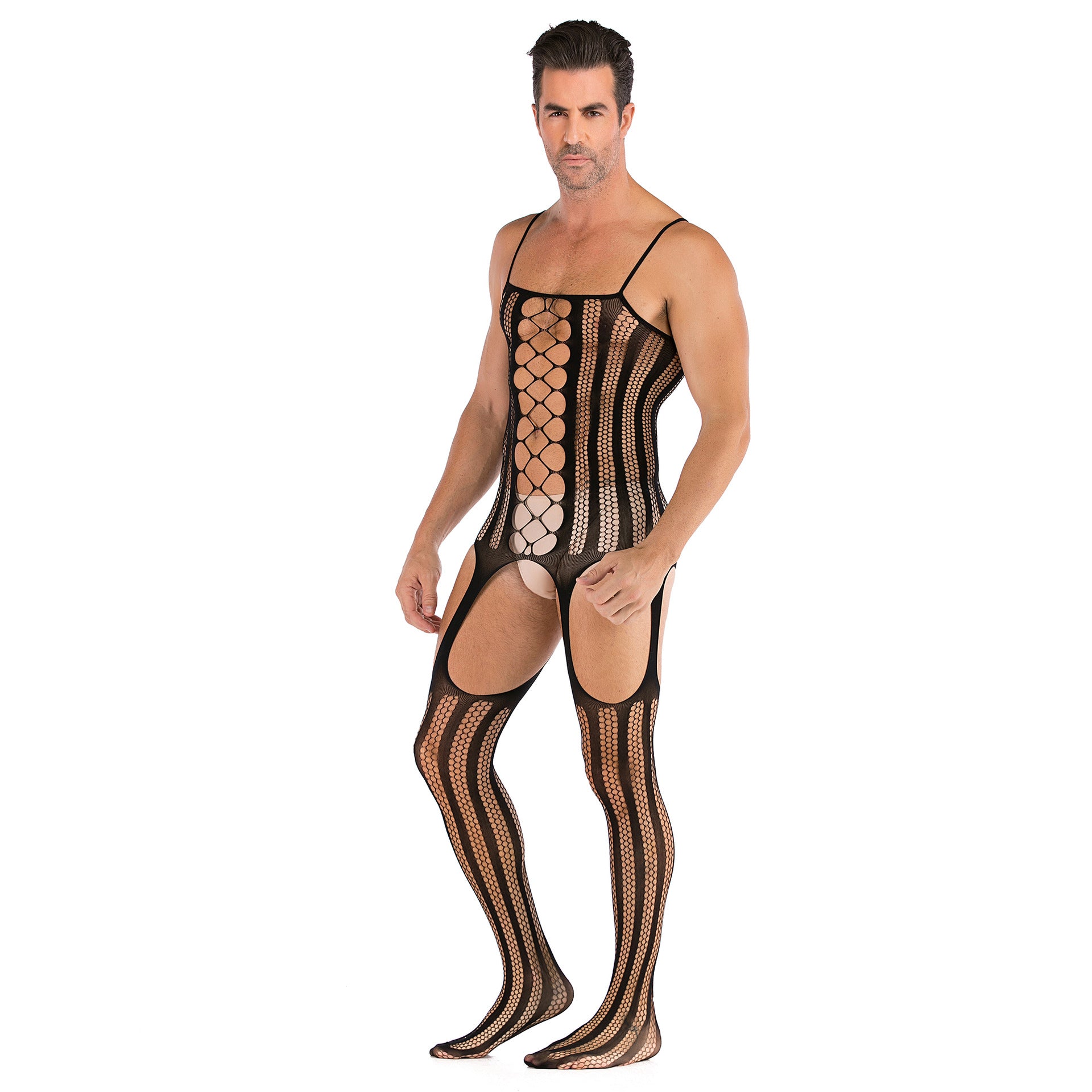 Suspender Top Garter Hollowed Mesh Set