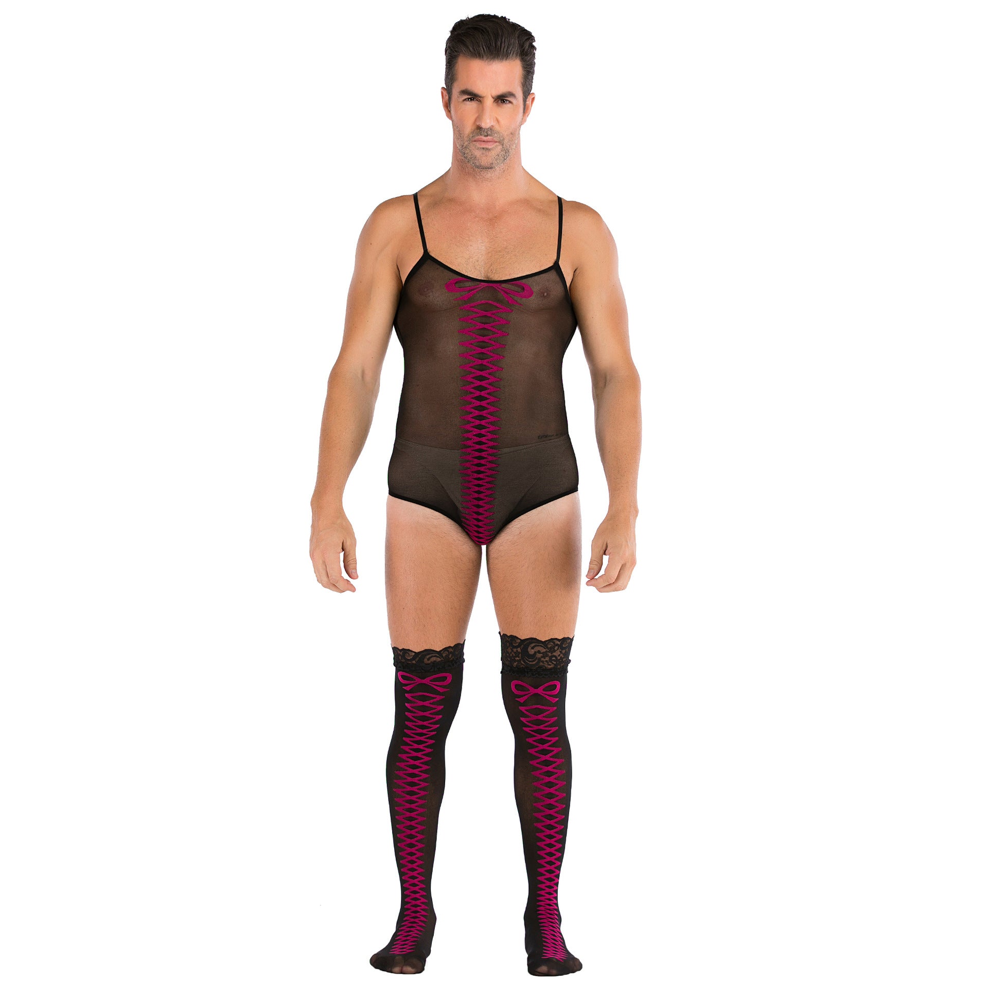 Jacquard Full Body Erotic Mesh Stockings Set