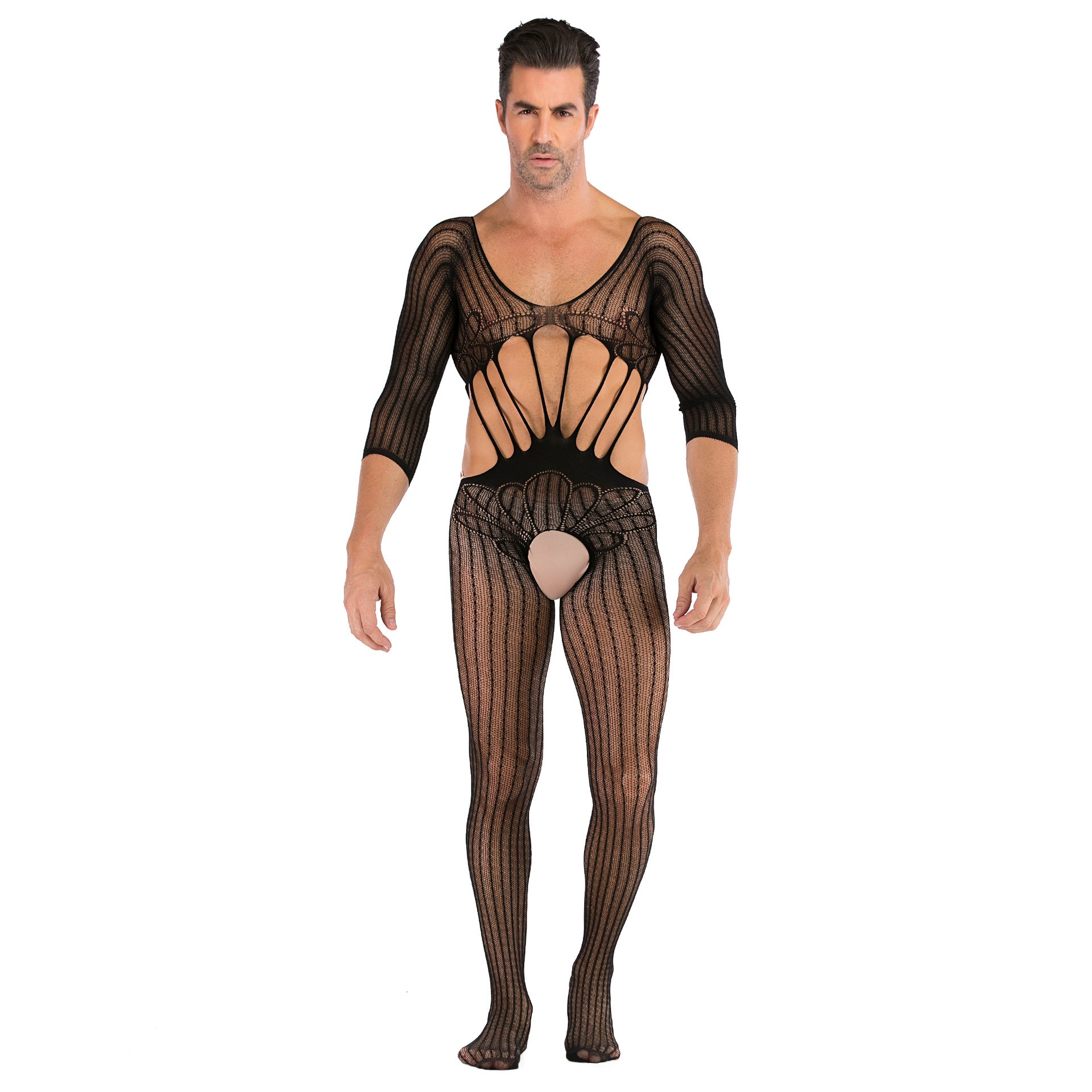 Long-Sleeve High-Neck Mesh Bodystocking