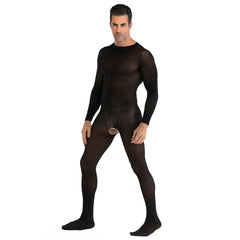 Long-Sleeve Nightclub Open-Front Stockings Set
